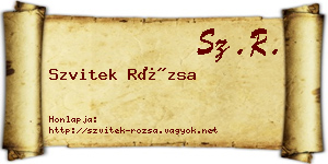 Szvitek Rózsa névjegykártya